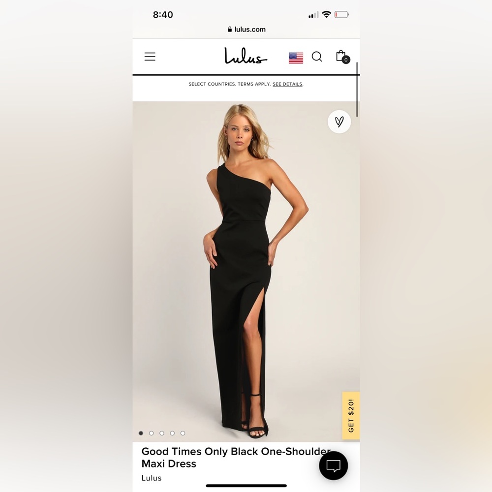 Lulu’s Black One Shoulder Maxi Dress XXS